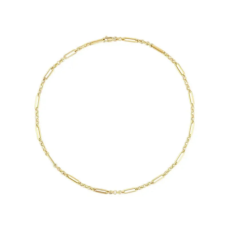 Geometric Gold Plated Necklace – White Zircon Pendant for Women