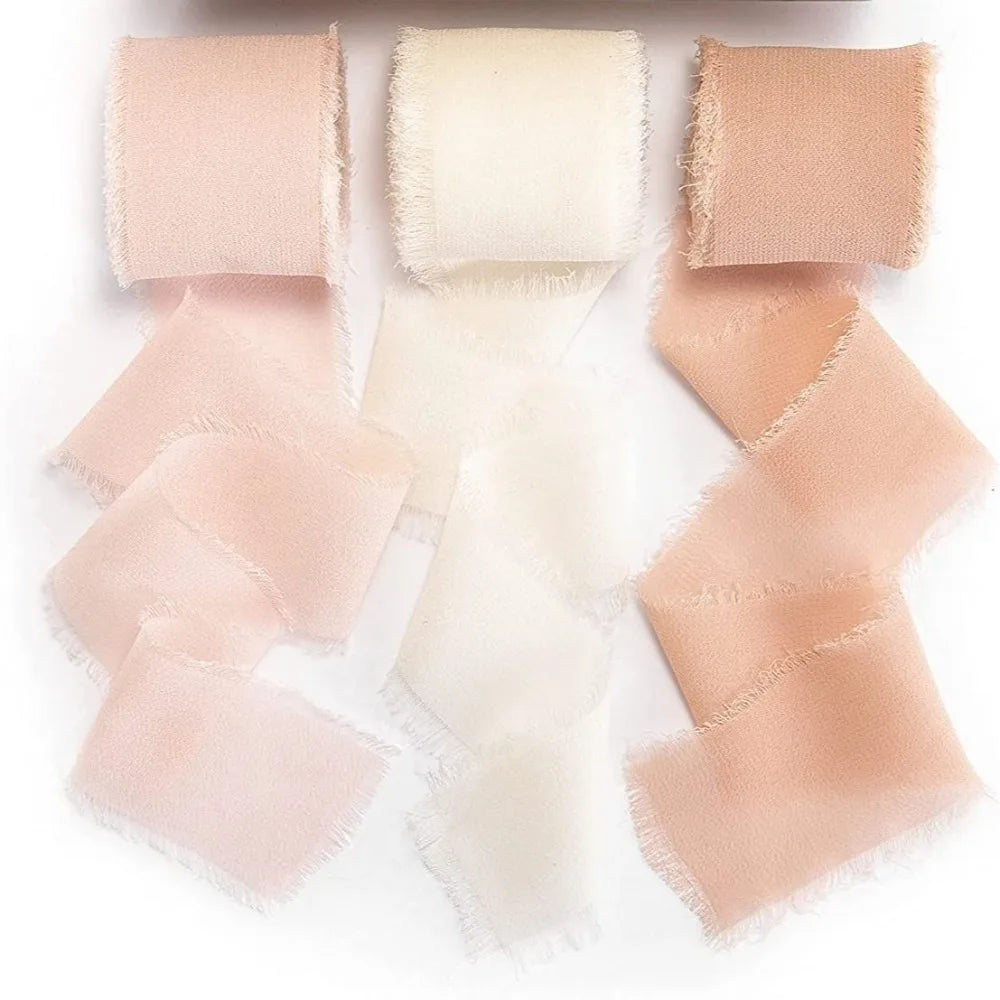 3-Roll Fringe Chiffon Ribbon – 5m DIY Wedding & Craft Décor
