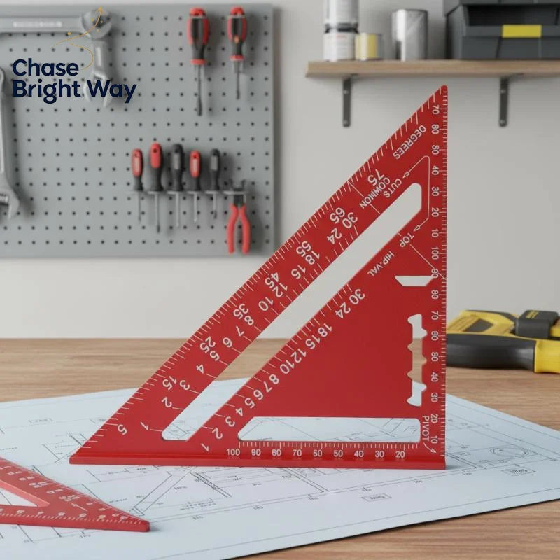 Aluminum Alloy Triangle Ruler – 4-in-1 Precision Woodworking Gauge