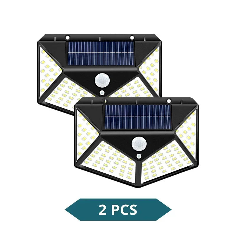 Solar Wall Light 100 LED PIR Motion Sensor IP65 Outdoor Garden