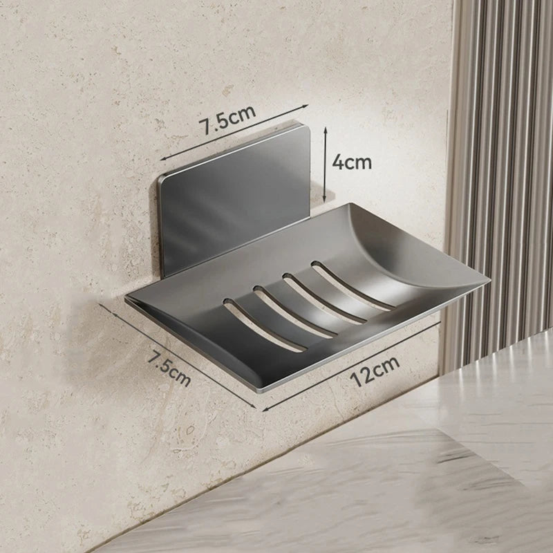 Wall-Mounted Carbon Steel Soap Tray with Drainage – Black
