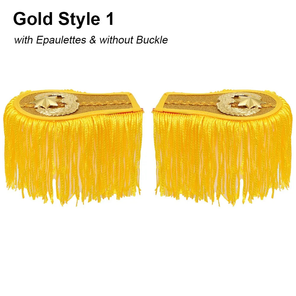Tassel Fringe Epaulettes Shoulder Pad Brooch with Buckle – 1 Pair