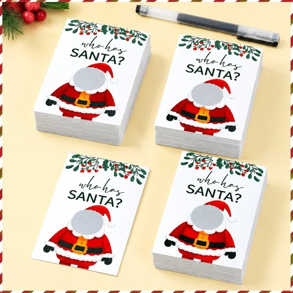 40-Pack Who Has Santa Scratch-Off Christmas Party Game Cards