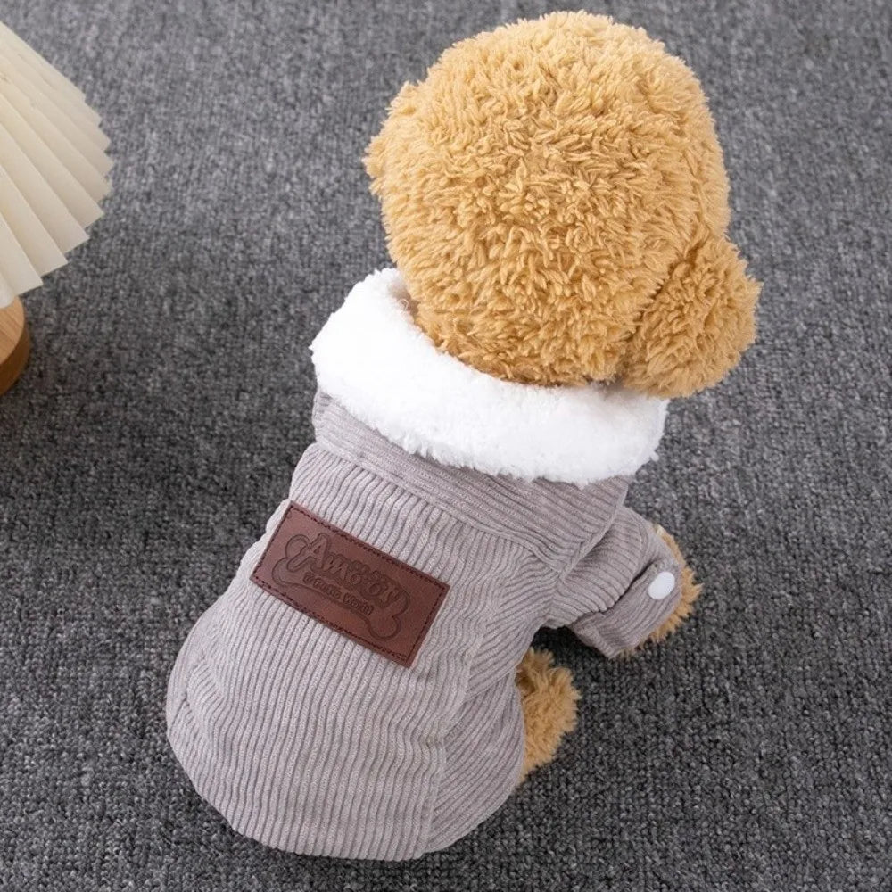Windproof Fleece Dog Jacket – Warm Winter Coat for Small Dogs