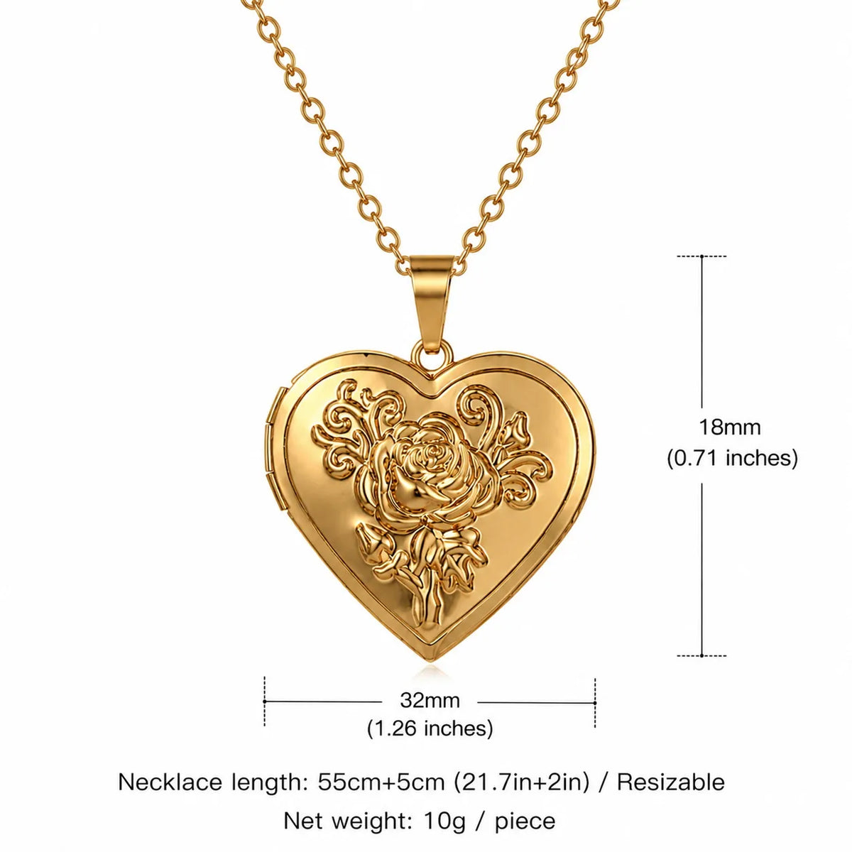 Personalized Heart Locket Necklace | Custom Photo Rose Pendant
