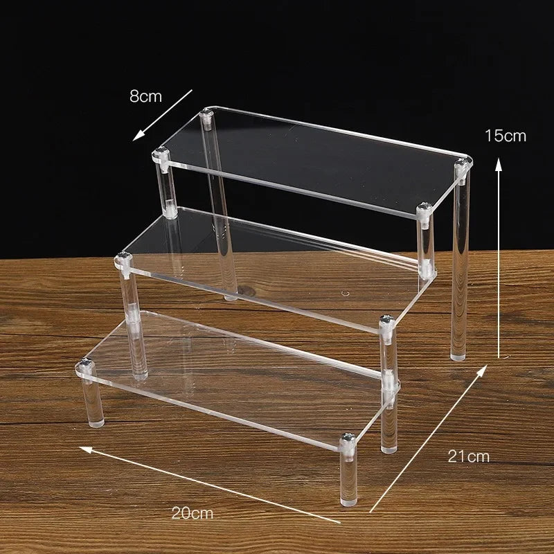 Black Acrylic Display Stand Riser 1–5 Tier Organizer Rack