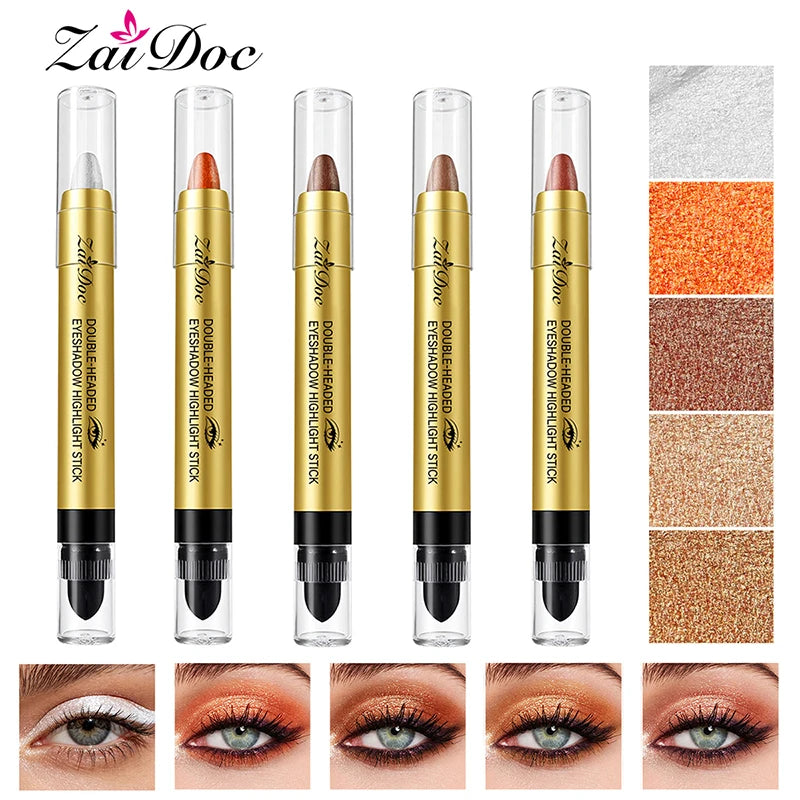 ZaiDoc 6-Color Dual-Ended Eyeshadow Highlighter Stick Set