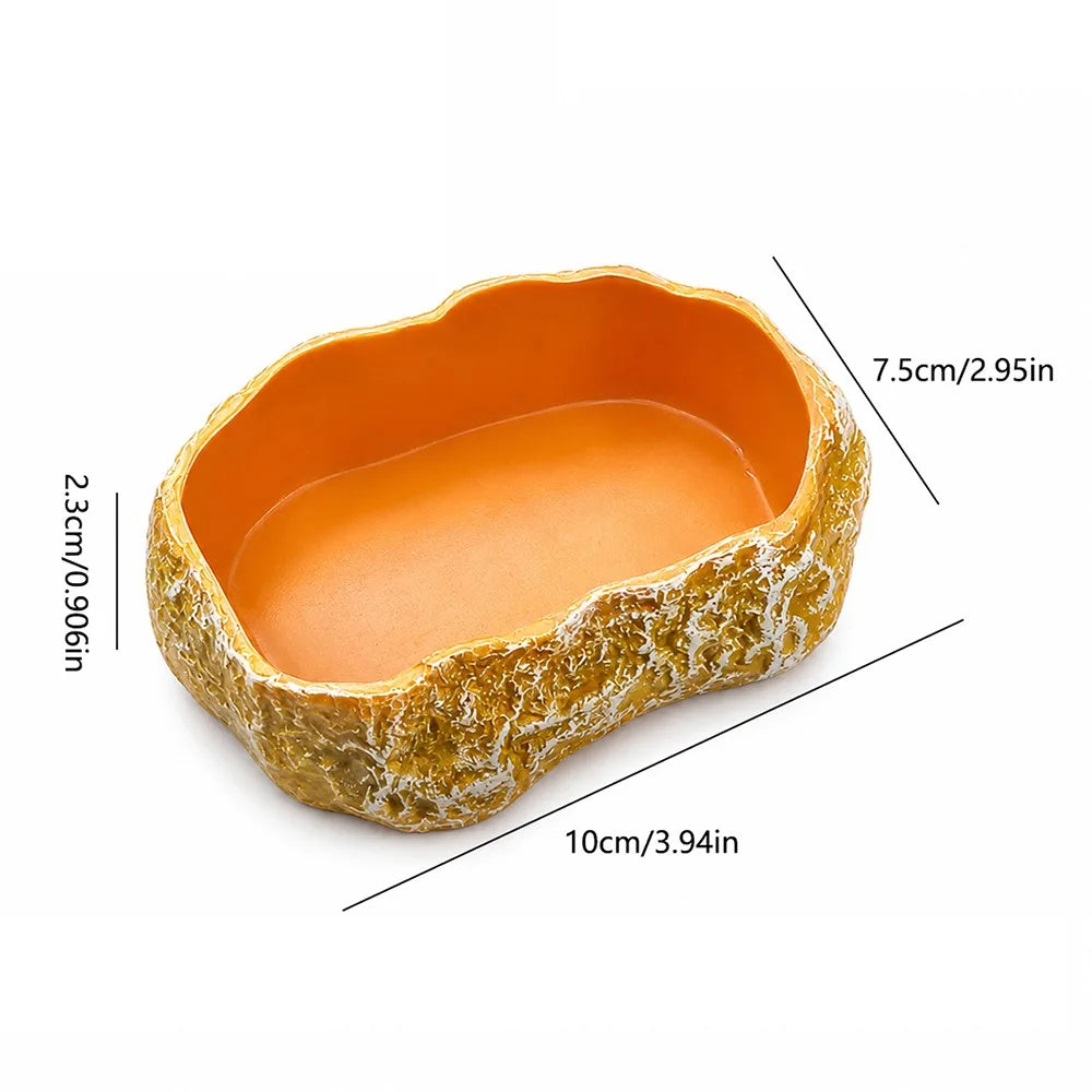 Reptile Feeding Bowl – Tree Stump Faux Stone Terrarium Basin