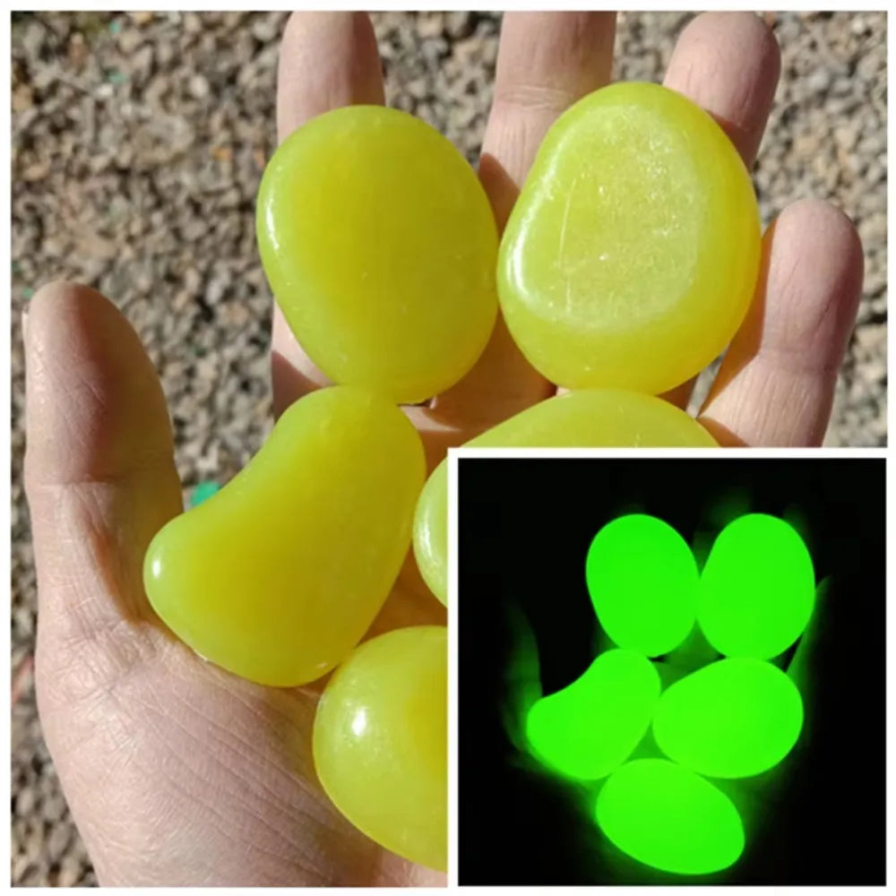 Glow in the Dark Garden Pebbles – 10 Resin Luminous Stones