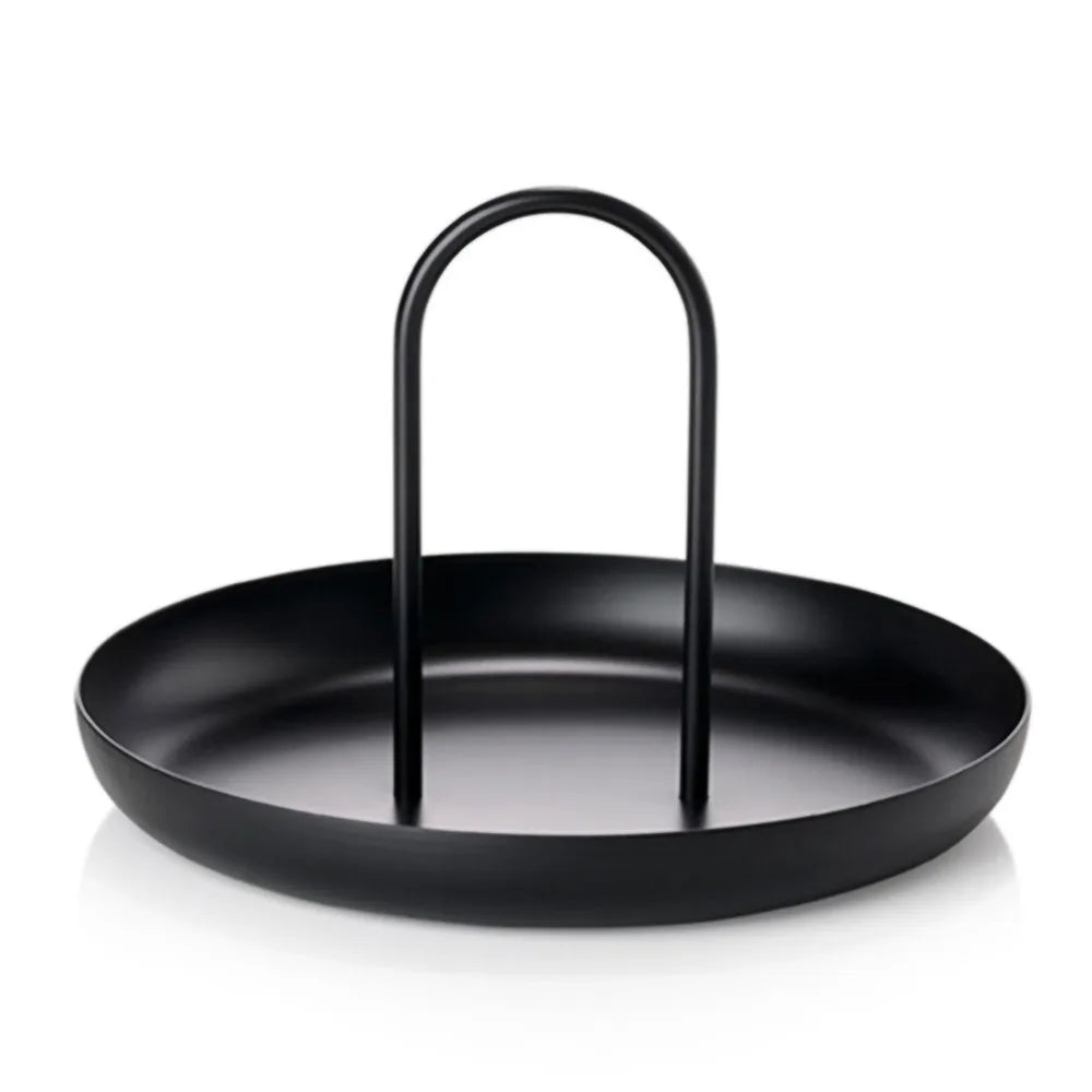 Aluminum Alloy Round Serving Tray with Handle | Modern Metal Tray