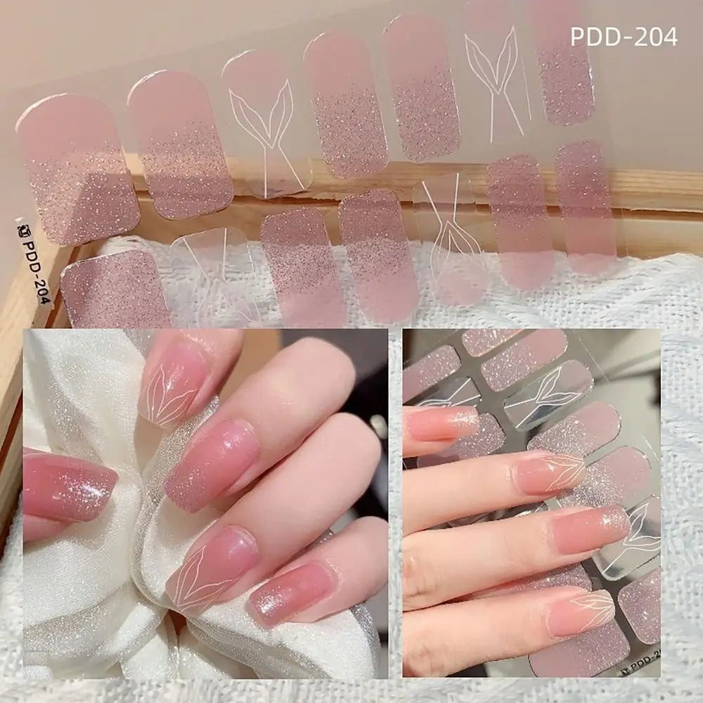 Semi-Cured Gel Nail Stickers – 14 Floral Full Cover Strips