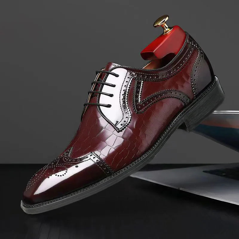 Men's Pointed Toe Brogue Oxford Dress Shoes | Sizes 38–48