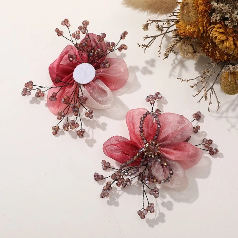 Crystal Bead Organza Flower Applique – DIY Hair Accessory