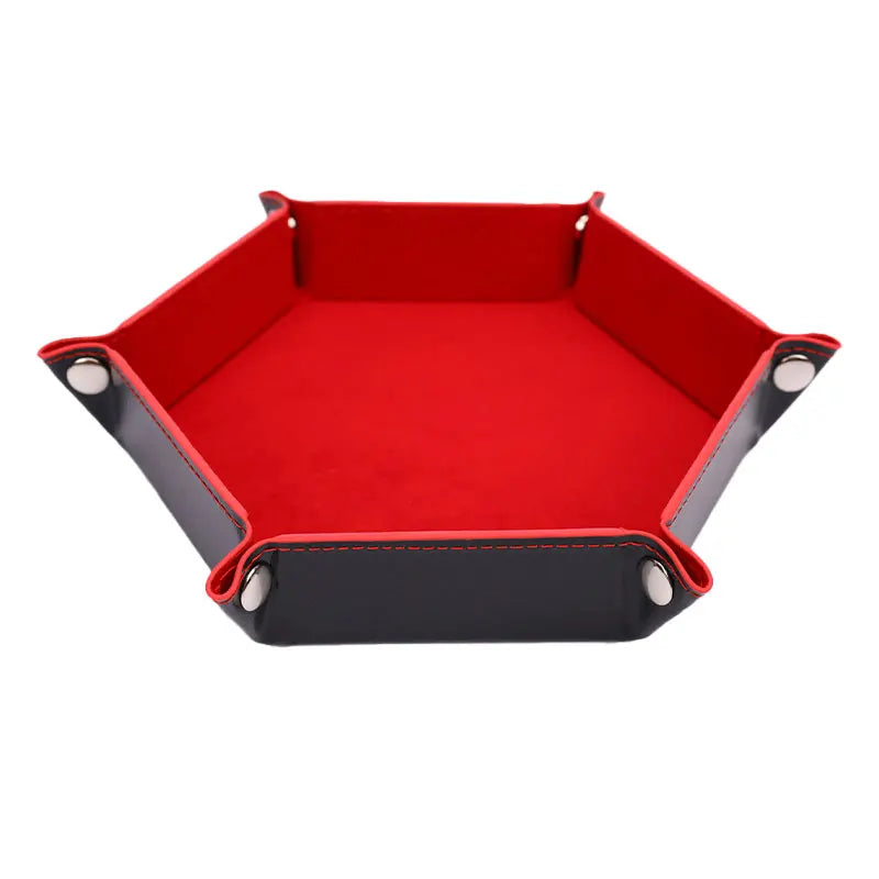 Foldable PU Leather Dice Tray – Hexagon Folding Game Tray