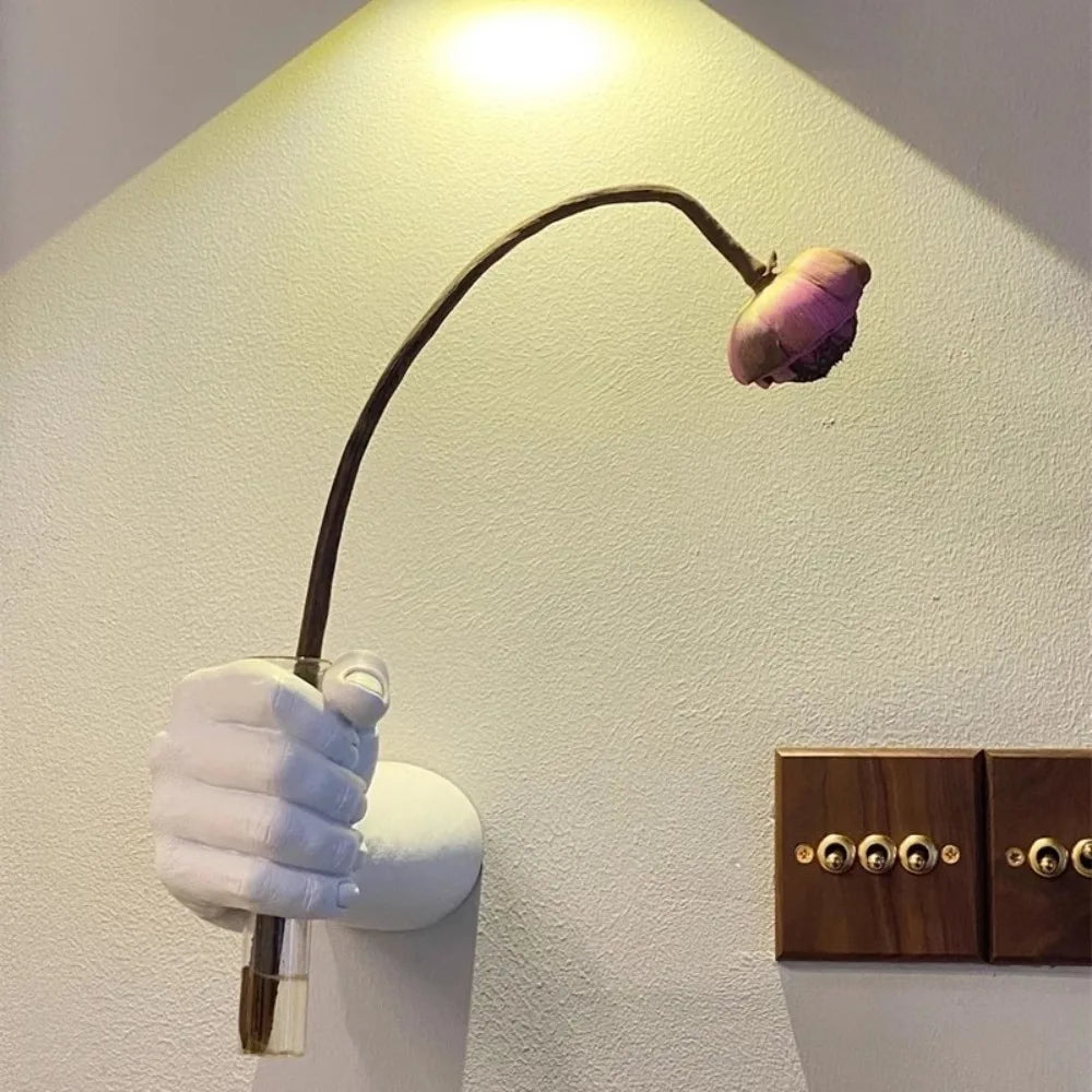 Resin Hand Flower Wall Vase – Handmade Sculptural Home Décor