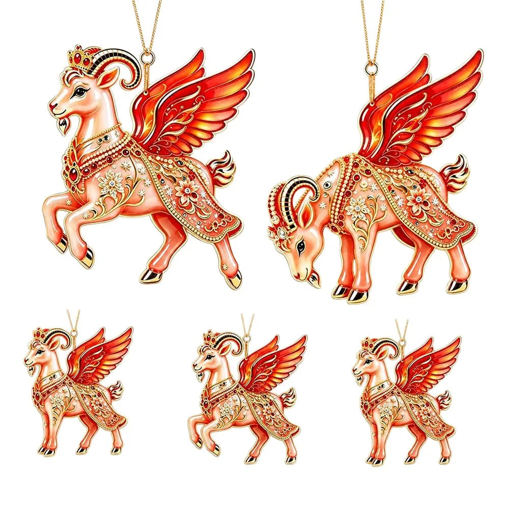 Rhinestone Goat Hanging Ornament – Acrylic Christmas Decor