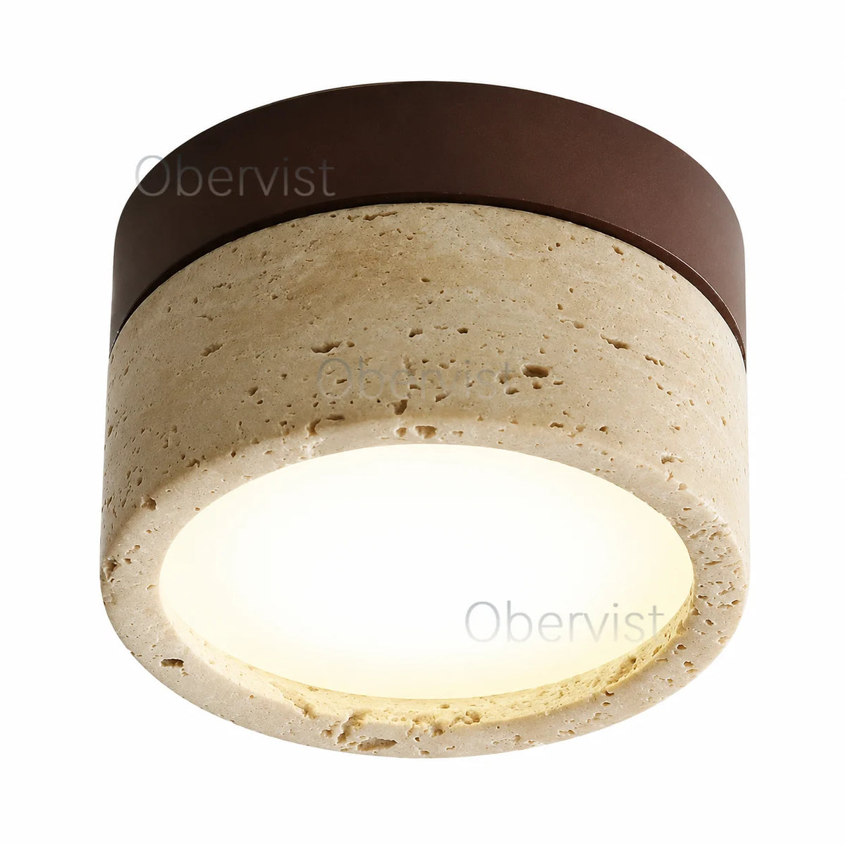Wabi-Sabi Travertine LED Flush Mount Ceiling Light | Cave Stone