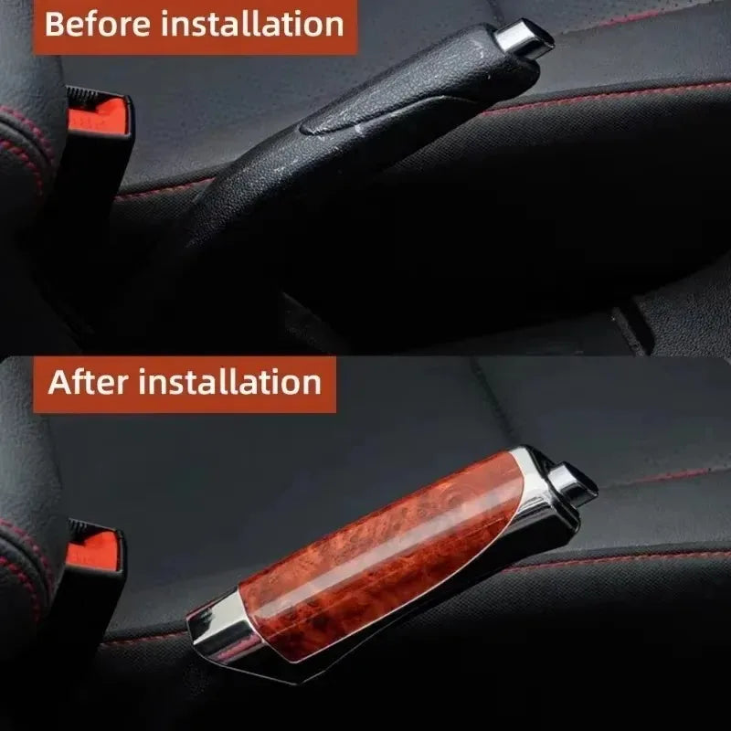 Universal Car Handbrake Cover – Carbon Fiber & Wood ABS