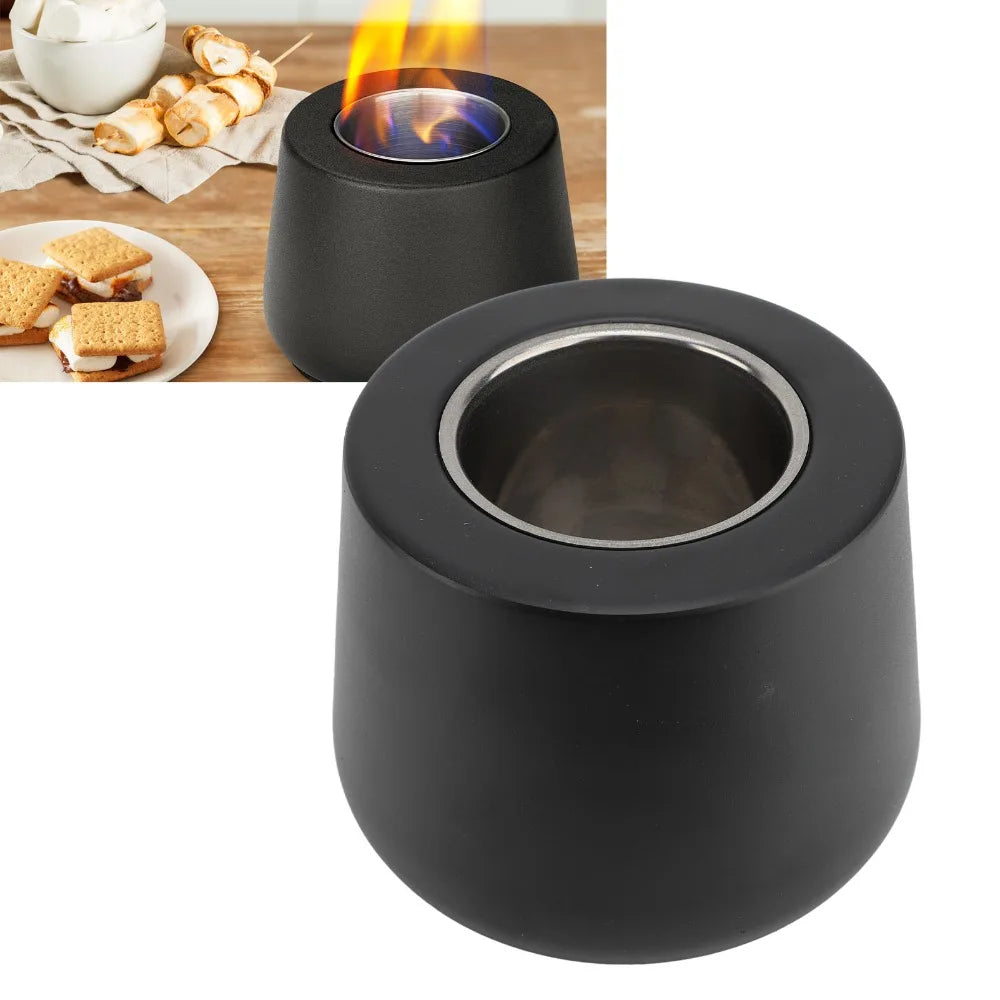 Mini Ceramic Tabletop Fire Pit Bowl – Black Indoor Fireplace