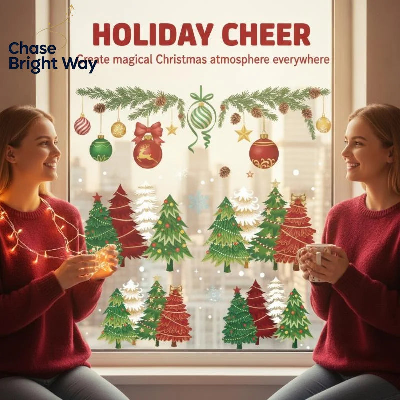 Christmas Window Clings – Removable Self-Adhesive Festive Decals