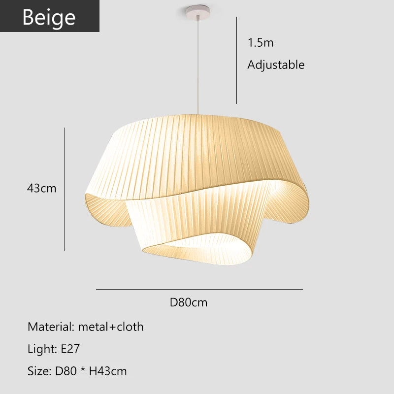 Wabi-Sabi Fabric Pendant Light | Nordic Cream Hanging Lamp