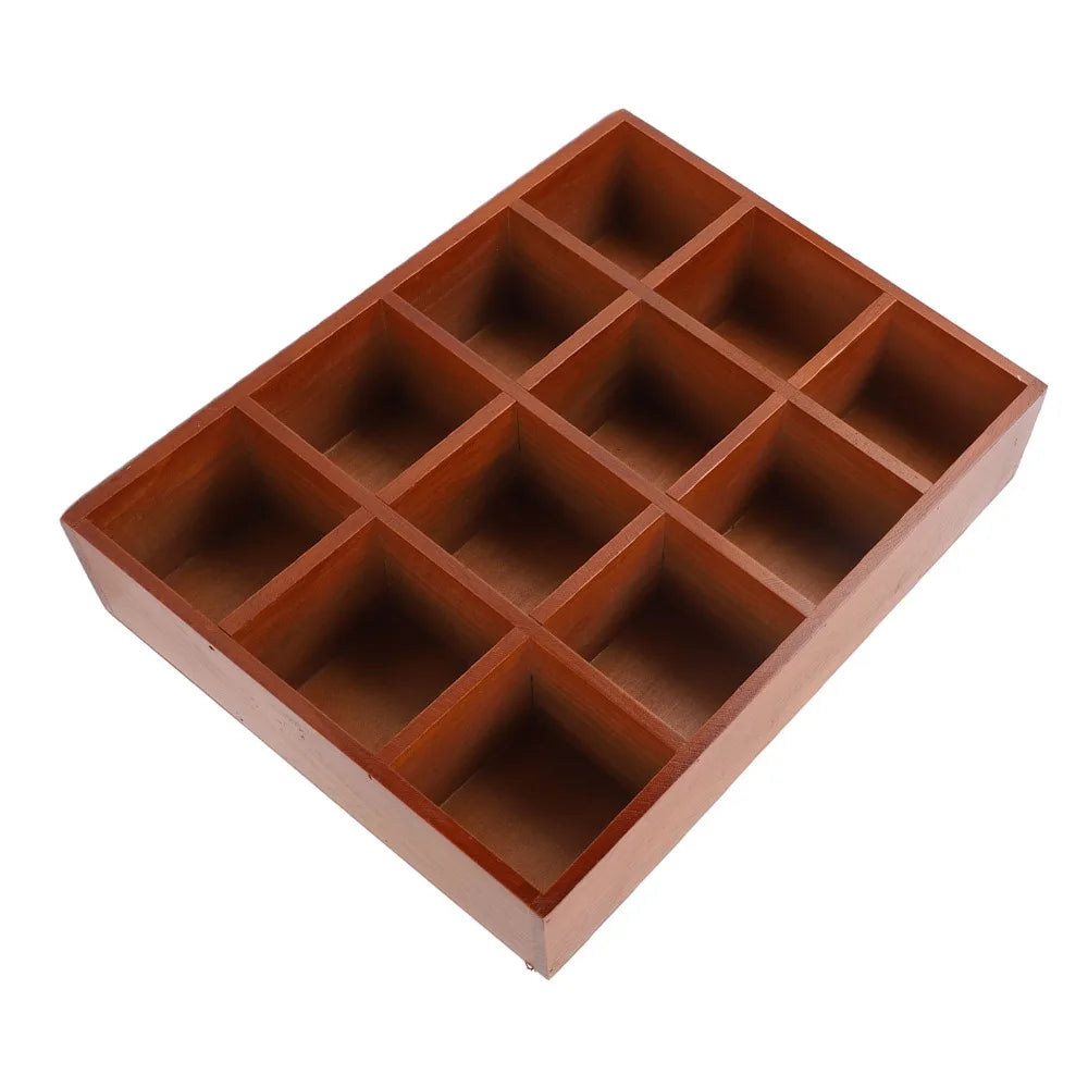 Solid Wood Desktop Organizer – 12-Compartment Vintage Storage