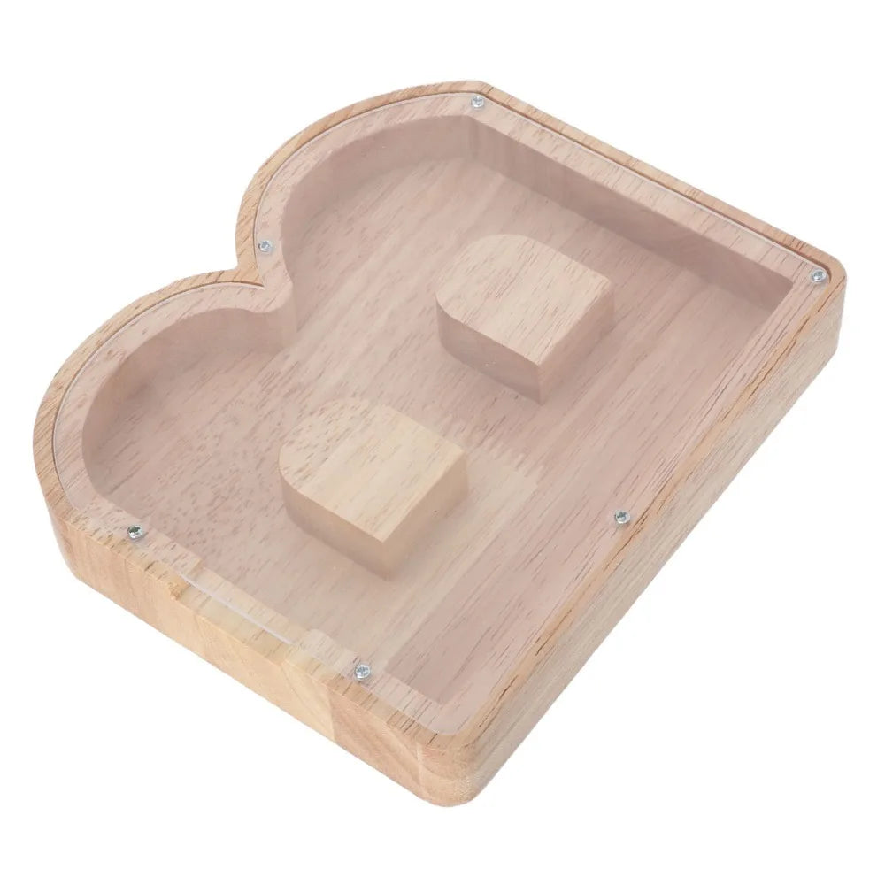 Wooden Letter B Piggy Bank – Alphabet Coin & Money Box