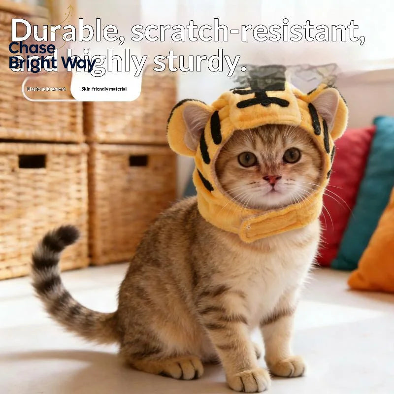 Tiger Fruit Cat Plush Hat – Adjustable Pet Cosplay Headwear