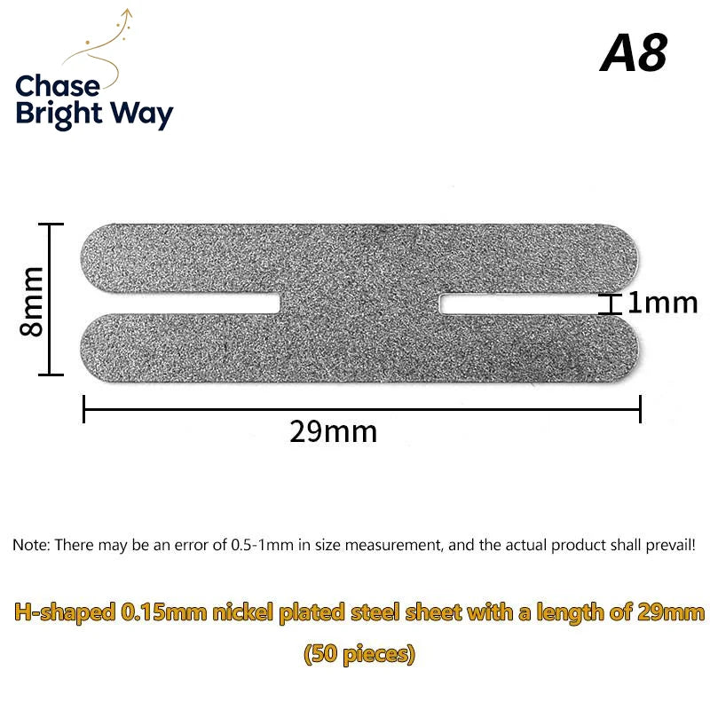 50Pcs T-Shape Nickel Tabs – 18650 Battery Spot Welding Strips