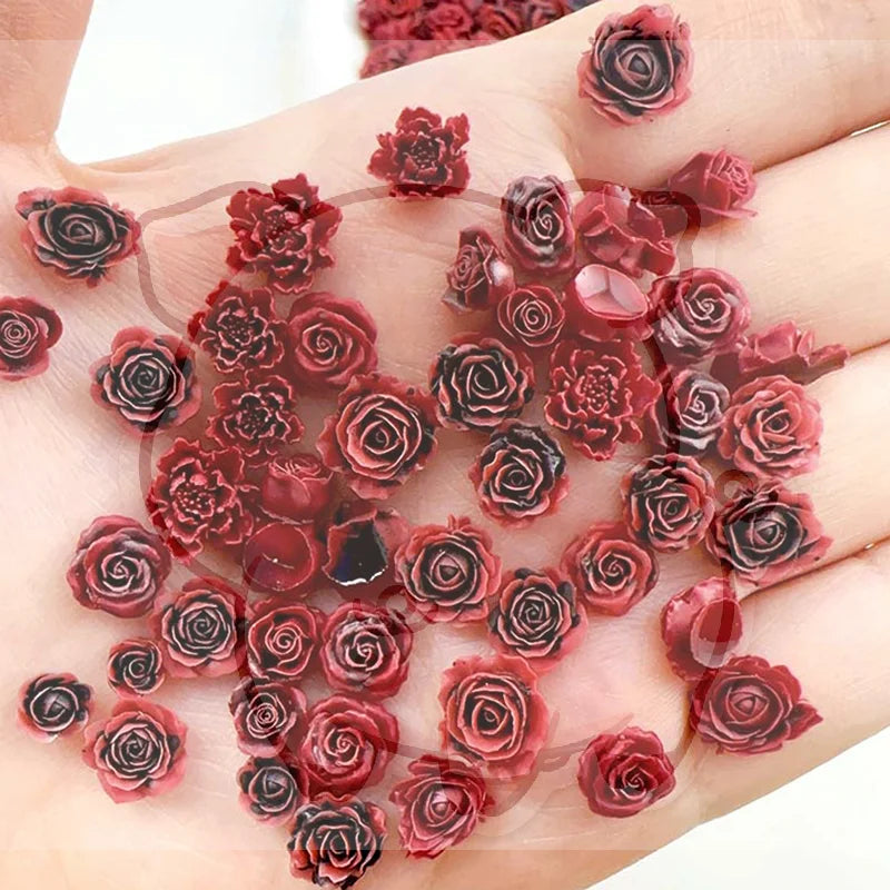 3D Luminous Rose Nail Art Charms – 30 Pcs Resin Flower Set