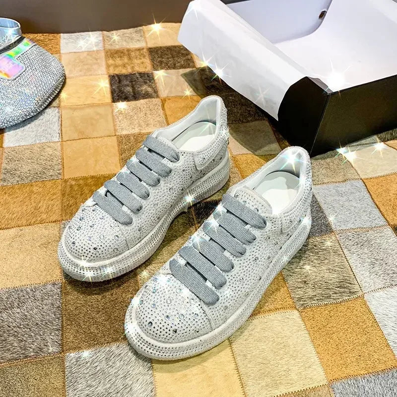 LEDP Women's Rhinestone Platform Sneakers | Luxury Casual Shoes