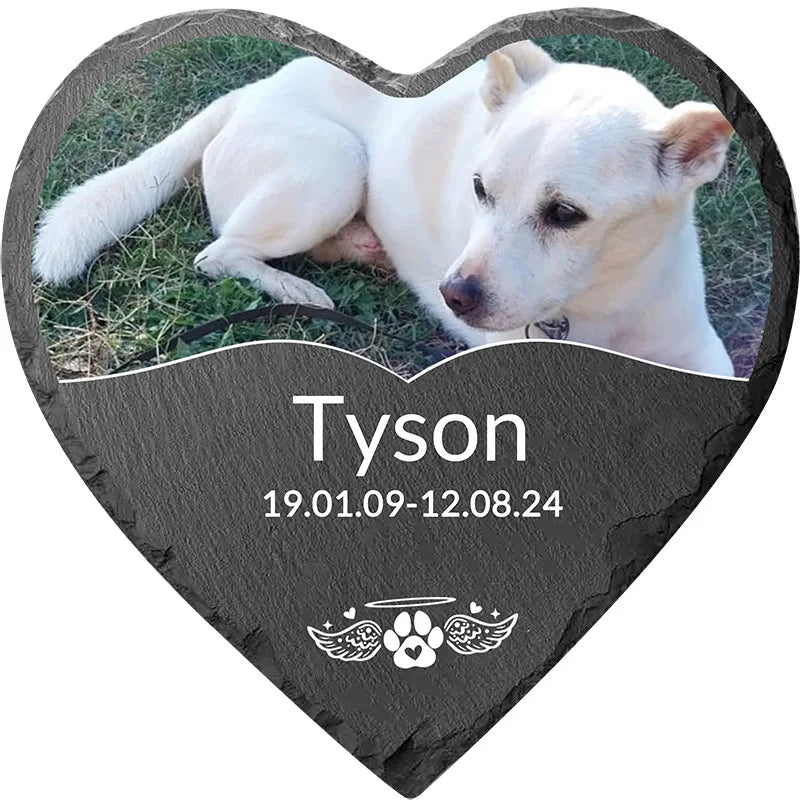 Custom Engraved Heart Stone Pet Memorial Rock | Garden Decor