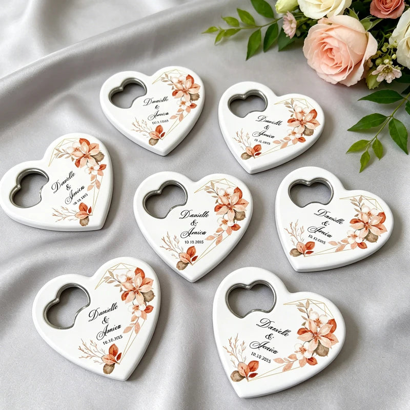 Personalized Heart-Shaped Magnetic Bottle Opener | Wedding Gift
