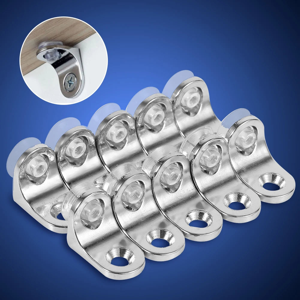 Zinc Alloy Glass Shelf Brackets – Rounded Corner Support (10pcs)