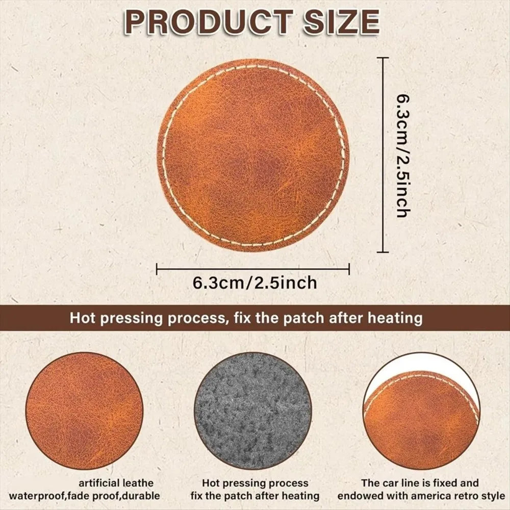 PU Leather Blank Hat Patches Brown – 5/10 Pack, 6.3cm