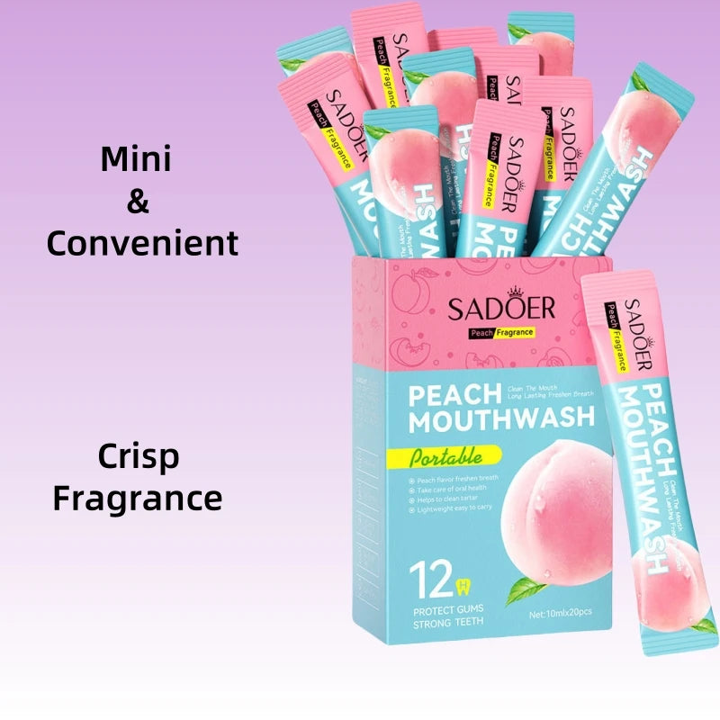 SADOER Peach Mouthwash 20 × 10ml Pods – Fresh Breath Oral Rinse