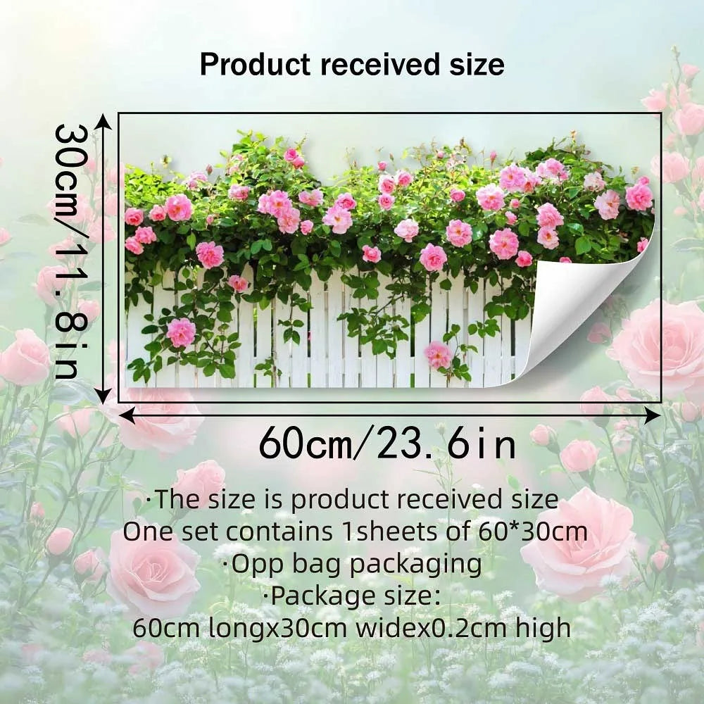 Multicolor Flower Fence Wall Sticker – Self-Adhesive Decal