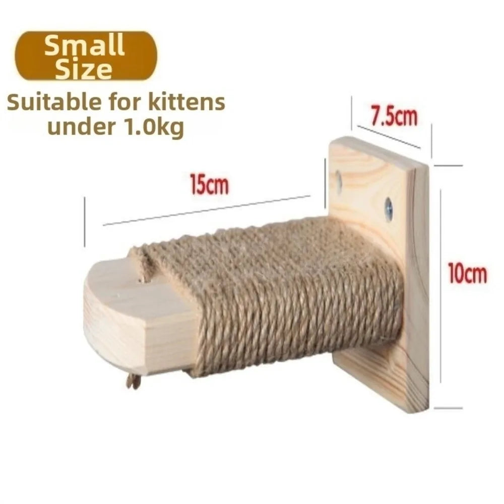 Wall-Mounted Cat Climbing Shelves – Sisal Wood Scratcher