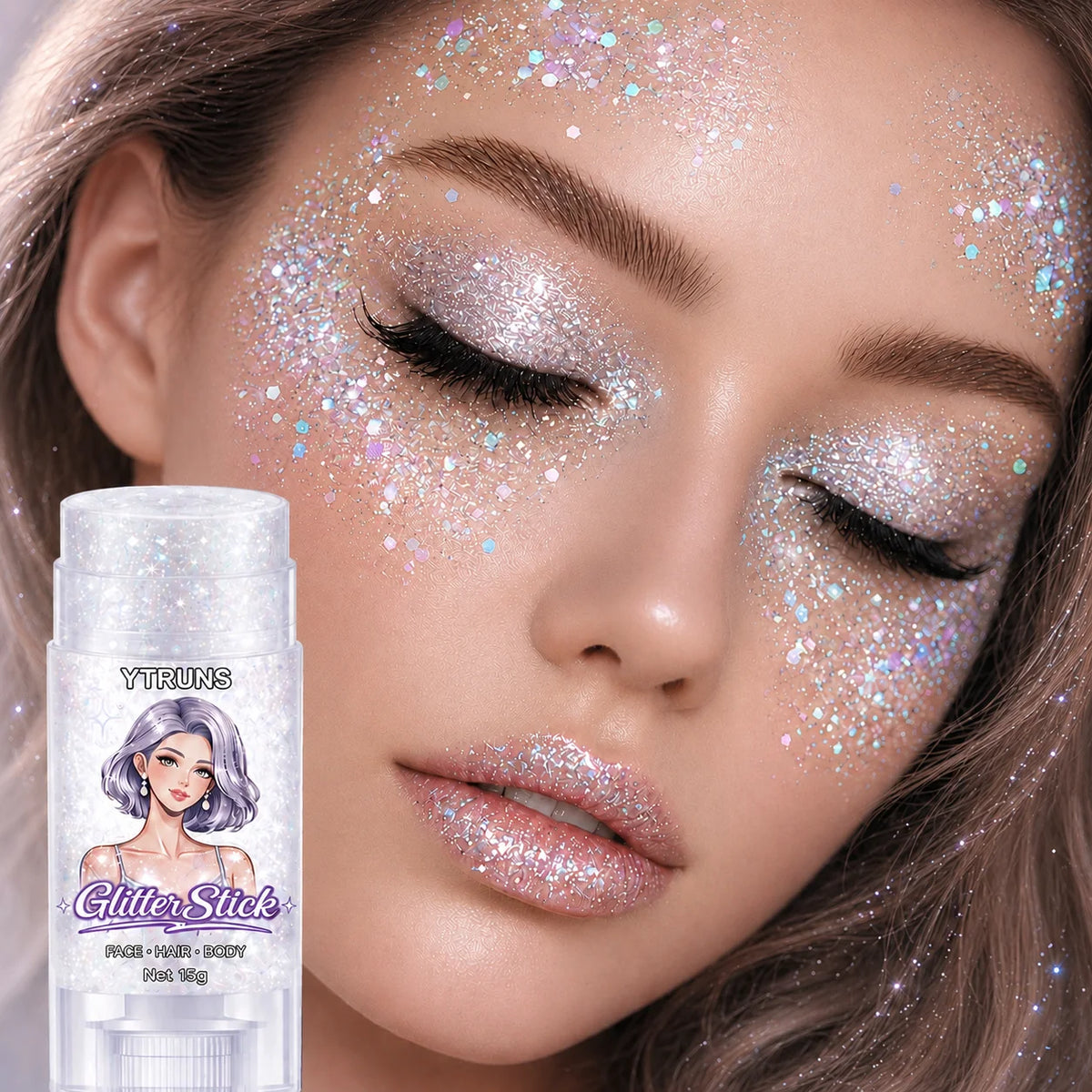 Pearl White Glitter Gel Stick – Waterproof Body & Face Shimmer