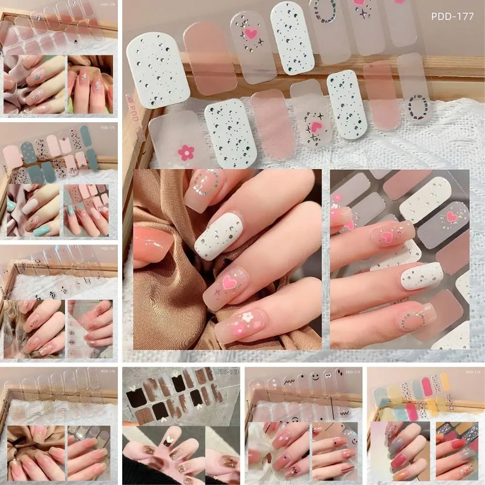 Semi-Cured Gel Nail Stickers | Floral Full Cover Nail Art Strips