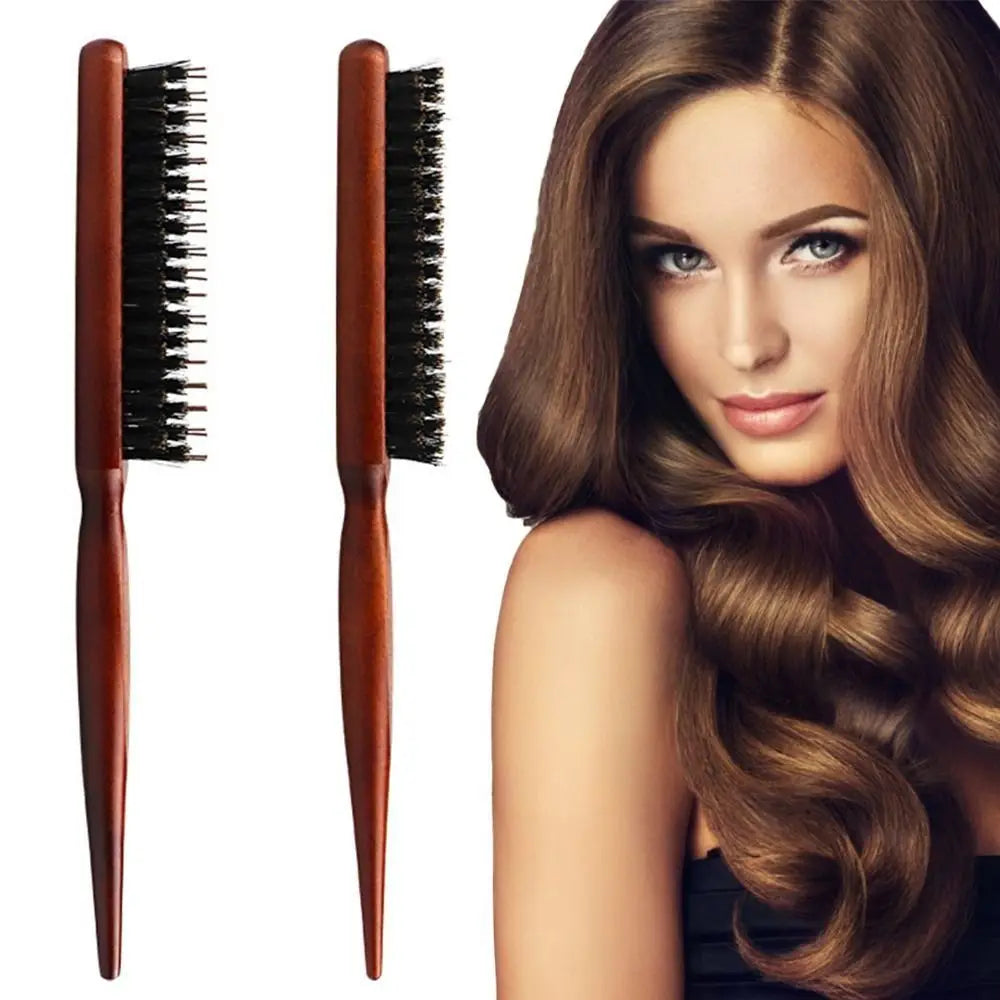 3-Row Boar Bristle Fluffy Hair Comb – Volumizing Teasing Brush