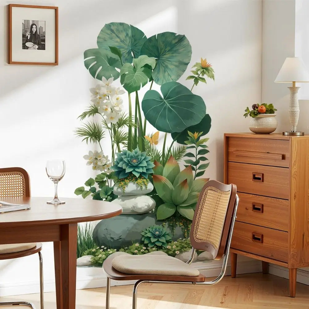 Large Removable Green Plant Wall Decal – PVC Self-Adhesive Mural