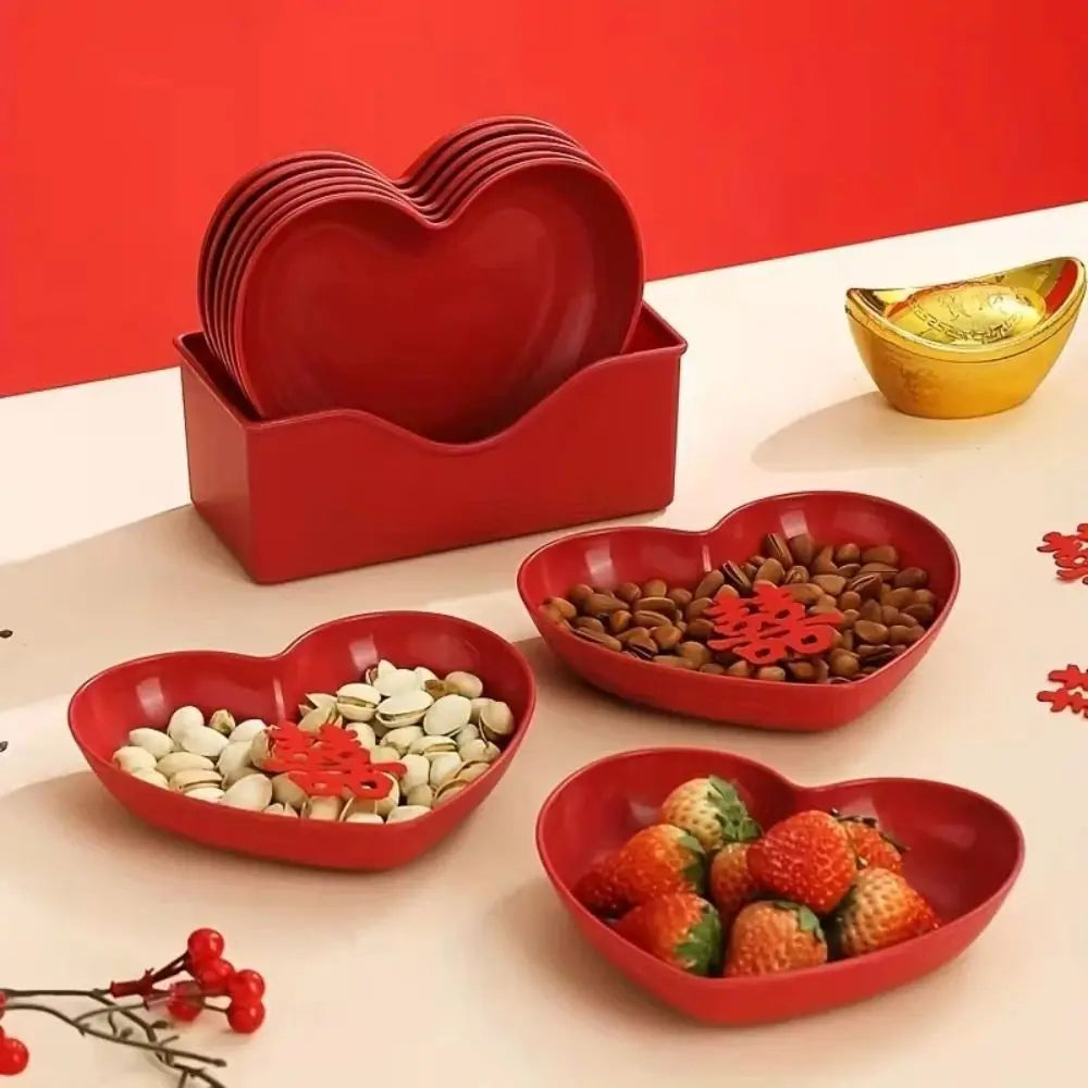 Heart-Shaped Snack & Candy Serving Plate Set with Holder Base