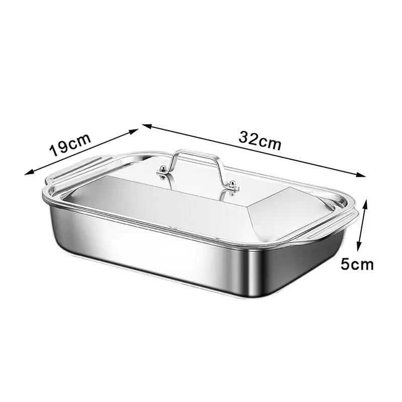 Stainless Steel Baking Pan with Lid – Deep Dish Cookware