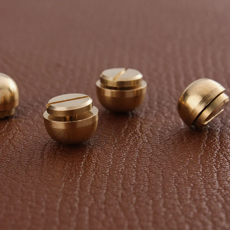 Solid Brass Rivets & Screws – 5-Set DIY Leather Bag Feet