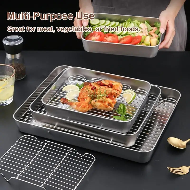 Stainless Steel Baking Tray & Removable Cooling Rack Set