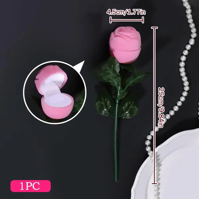 Velvet Flocked Ring Box – Rose Heart Jewelry Gift Case