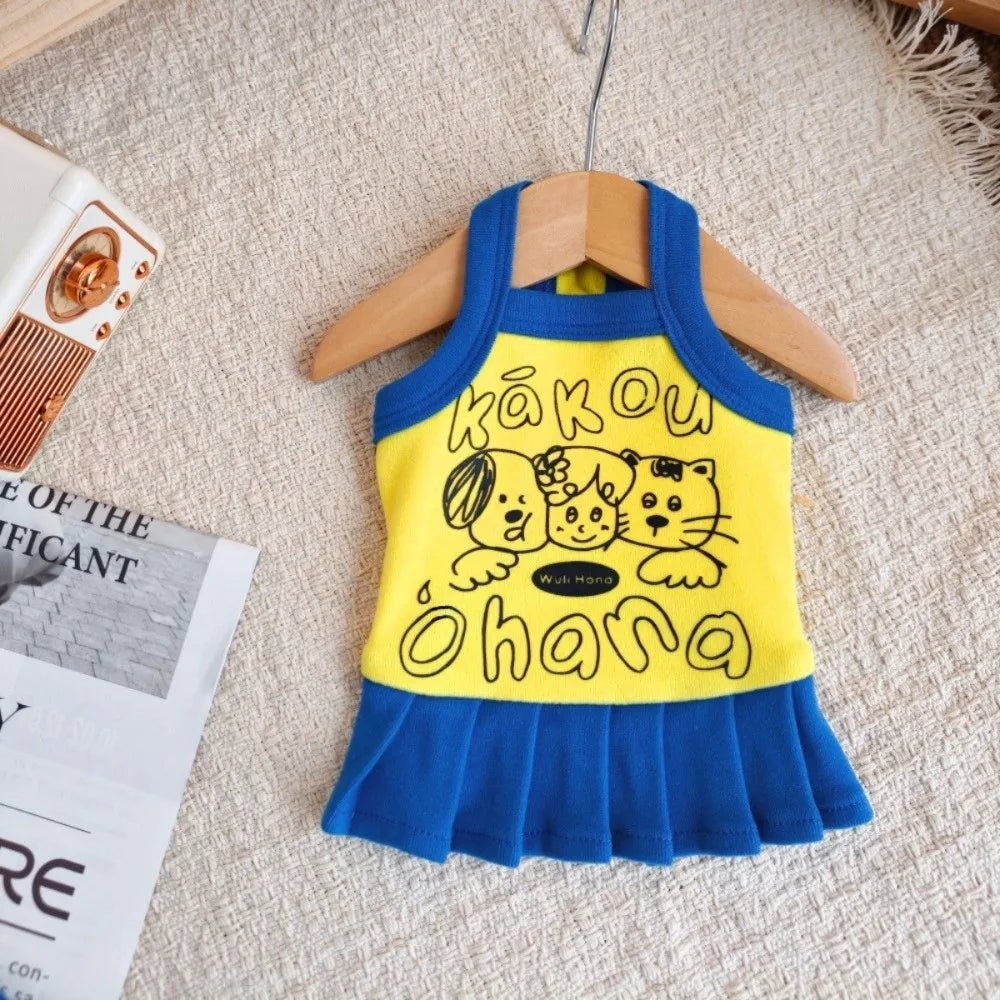 Cartoon Small Dog Vest – Color-Block Summer Pet Top S/M/L