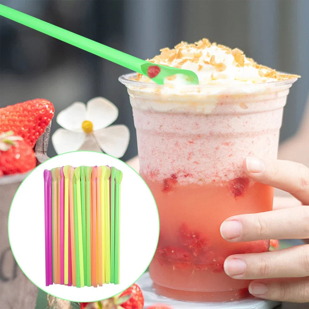 Color Spoon Straws for Milkshakes & Smoothies | 50–2000 Pack
