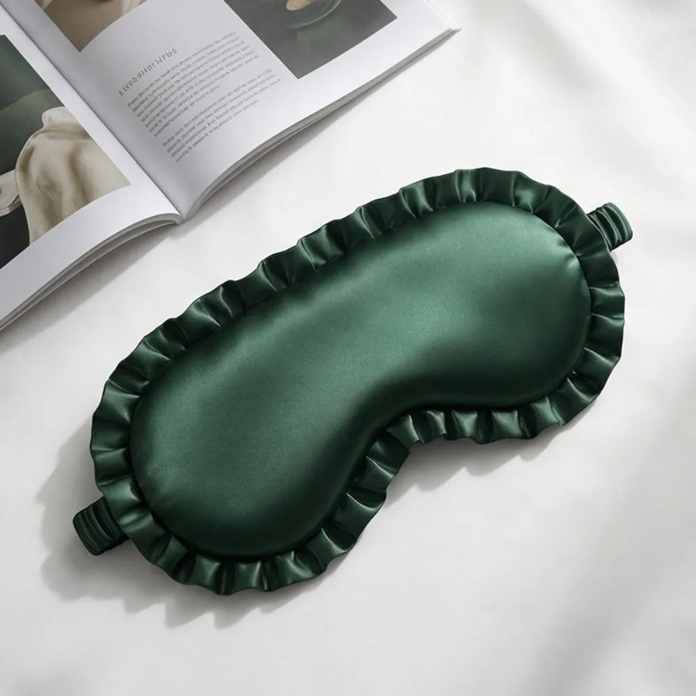 Silk Ruffle Sleep Eye Mask – Soft Breathable Light Blocking
